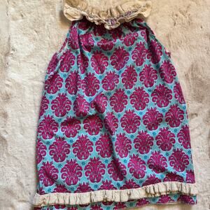 Sado Pink Blue Ruffle Sleeveless Cotton Dress Girls Size 7/8